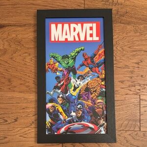 Marvel Heroes Colorful Wall Art in Black Frame